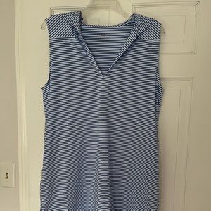Blue and white striped Vineyard Vines pool coverup